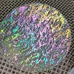 Precut 96 COE Clear or White Opal Iridized Textured, fusible glass shape. 4&quot;, 3&quot; or 2&quot;