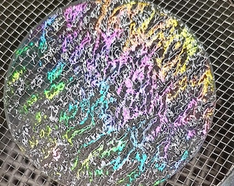 Precut 96 COE Clear or White Opal Iridized Textured, fusible glass shape. 4", 3" or 2"