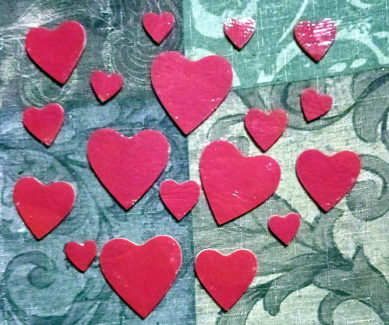 1/2" Coe 96 Precut Stained Glass Glass Hearts - For Fusing / Mosaic