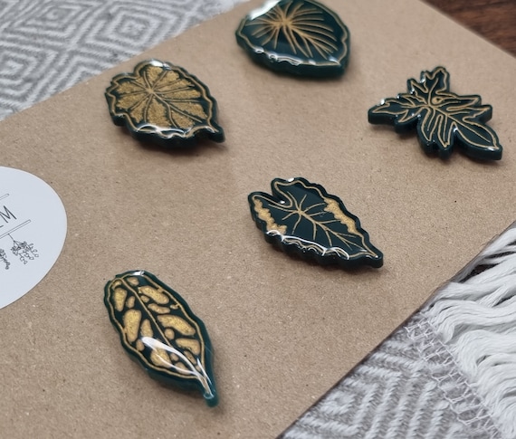 Tropical Leaf Magnets (5 Set) | Rare Plant Fridge Magnets | Anthurium | Alocasia | Begonia | Kitchen Accessories/Decor | Small Handmade Gift