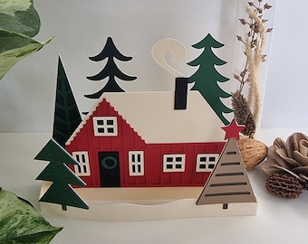 Cabin Christmas Card | Snowy Christmas Card | Cosy Christmas Card | Add Message | 3d Pop Up | Handmade Card | Blank Christmas Card