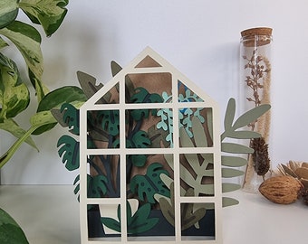 Houseplant Theme Birthday Card | Greenhouse Card | Gardening Theme | Monstera Card | 3d Pop Up | Handmade Card | Greetings Card | Blank Card