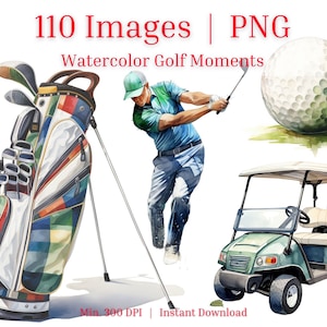 Acquerello Golf Graphics PNG - arte digitale, Clip Art, sublimazione, file di progettazione stampabili Ai