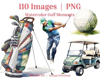 Watercolor Golf Graphics PNG - digital art, Clip Art, Sublimation, Ai Printable Design Files