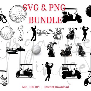 ゴルフ SVG および PNG コレクション - デジタル アート、クリップ アート、昇華、Ai 印刷可能なデザイン ファイル、カット ファイル