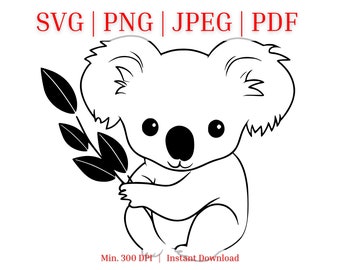Baby Koala SVG, Australian Animal Svg for cricut, cute baby animals PNG, cute koala shirt for kids, australian animals clipart for girls
