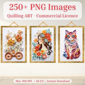 Quilling Art Bundle - PNG - wall art, digital art, clip art, sublimation, Ai Printable Design Files