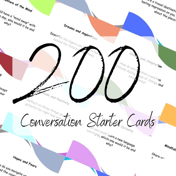 Conversation Starter Cards - set of 200 printables