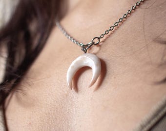 Collana Luna: catena in acciaio inossidabile, stile magia oscura