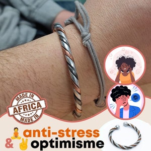 African bracelet against depression and unhappiness Good mood and anti-stress Braided Copper, Zinc, Iron Man and Woman image 1