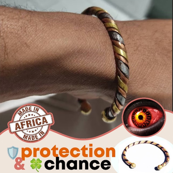 Bracelet Africain Contre Mauvais Oeil et Sort | Attire Chance & Richesse | Cuivre, Bronze, Fer |
