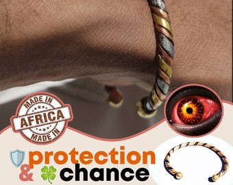 Bracelet Africain Contre Mauvais Oeil et Sort | Attire Chance & Richesse | Cuivre, Bronze, Fer |