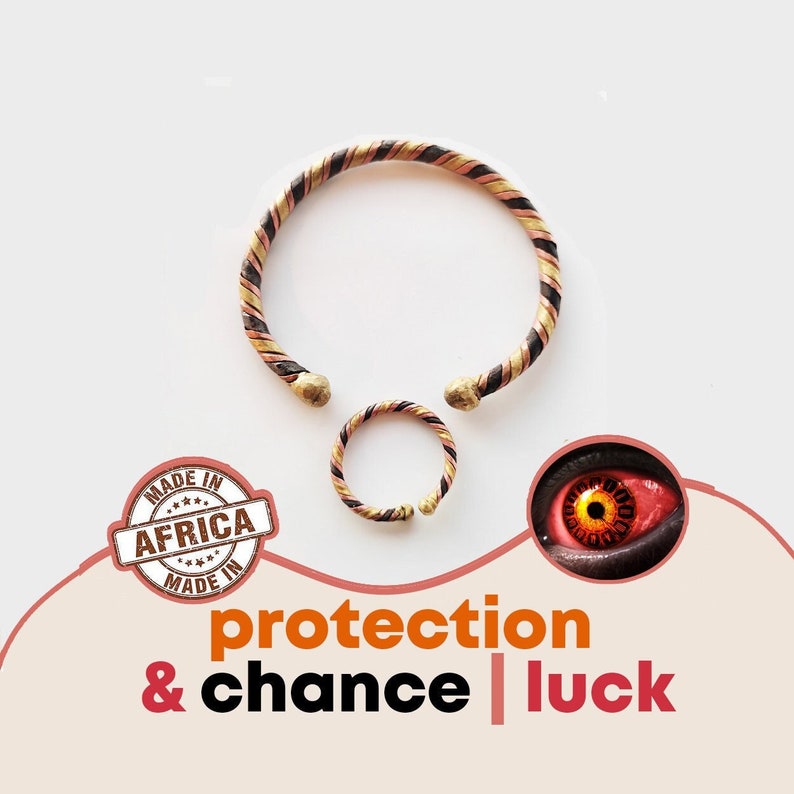 African bracelet ring evil eye and bad luck protection Filled with positive energy Good luck and luck charm Mixed image 1