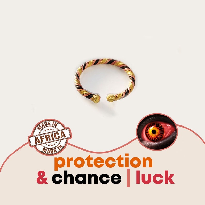 African ring evil eye and bad luck protection Filled with positive energy Good luck and luck charm Mixed image 1