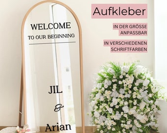 Aufkleber Willkommensschild als Spiegel für die Hochzeit - DIY Willkommensschild mit Vinylaufklebern - Auch für Acryl, Glas und Holz