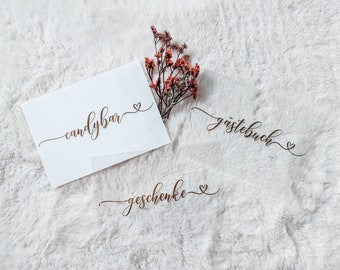 Aufkleber für Hochzeitsschilder - Mit selbstklebendem Schriftzug Deine Aufsteller zur Hochzeit selber gestalten