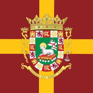 Bandera de Puerto Rico-Cruz de SanJuan Rojigualda (Doble Escudo-Grande)