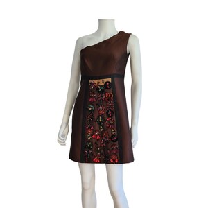 Prada Runway S/S 2005 A-line One-shoulder Embroidered Chocolate Brown Mini- dress 2000s Fashion - Etsy Prada Runway S/S 2005 A-line One-shoulder Embroidered Chocolate Brown Mini- dress 2000s Fashion - Etsy