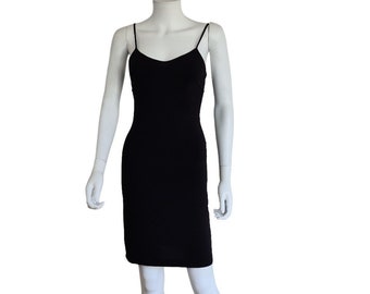 Jil Sander S/S 1996 minimalist black slip dress in featherweight stretch jersey – 90s fashion