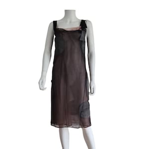 Martine Sitbon S/S 1999 museum-quality slip dress in triple layer of tulle with circular motifs in flocked wool felt – 90s fashion