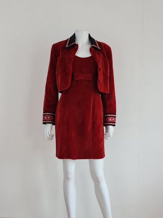 Kenzo beautiful deep red velvet dress and jacket … - image 1