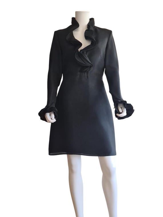 Gucci by Tom Ford A/W 2000 Iconic Runway Dress in Black Silk Gazar With Multilayer Plunging Ruffled Neckline and Ruffled Cuffs 90s-2000s - Etsy Australia Gucci by Tom Ford A/W 2000 Iconic Runway Dress in Black Silk Gazar With Multilayer Plunging Ruffled Neckline and Ruffled Cuffs 90s-2000s - Etsy Australia