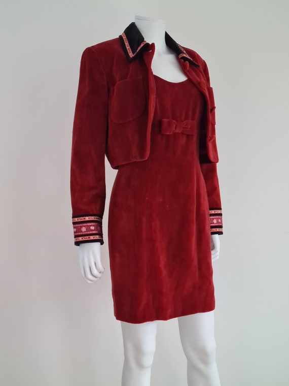 Kenzo beautiful deep red velvet dress and jacket … - image 4