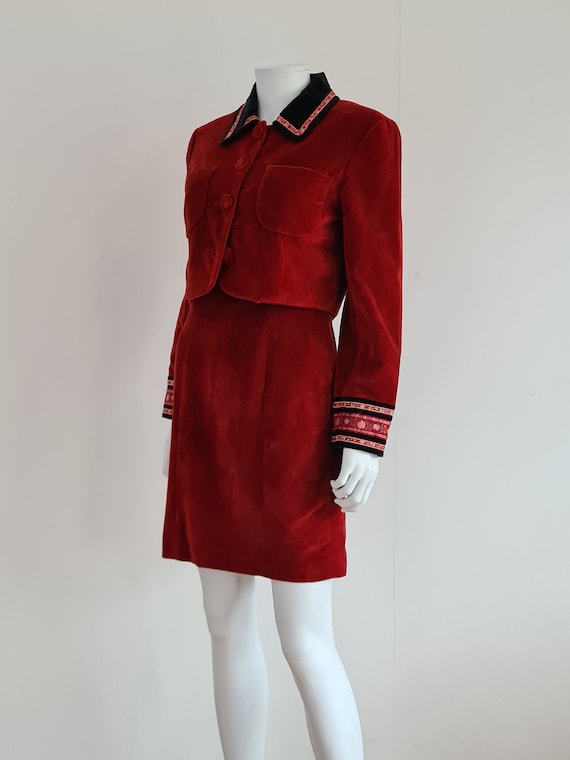 Kenzo beautiful deep red velvet dress and jacket … - image 2