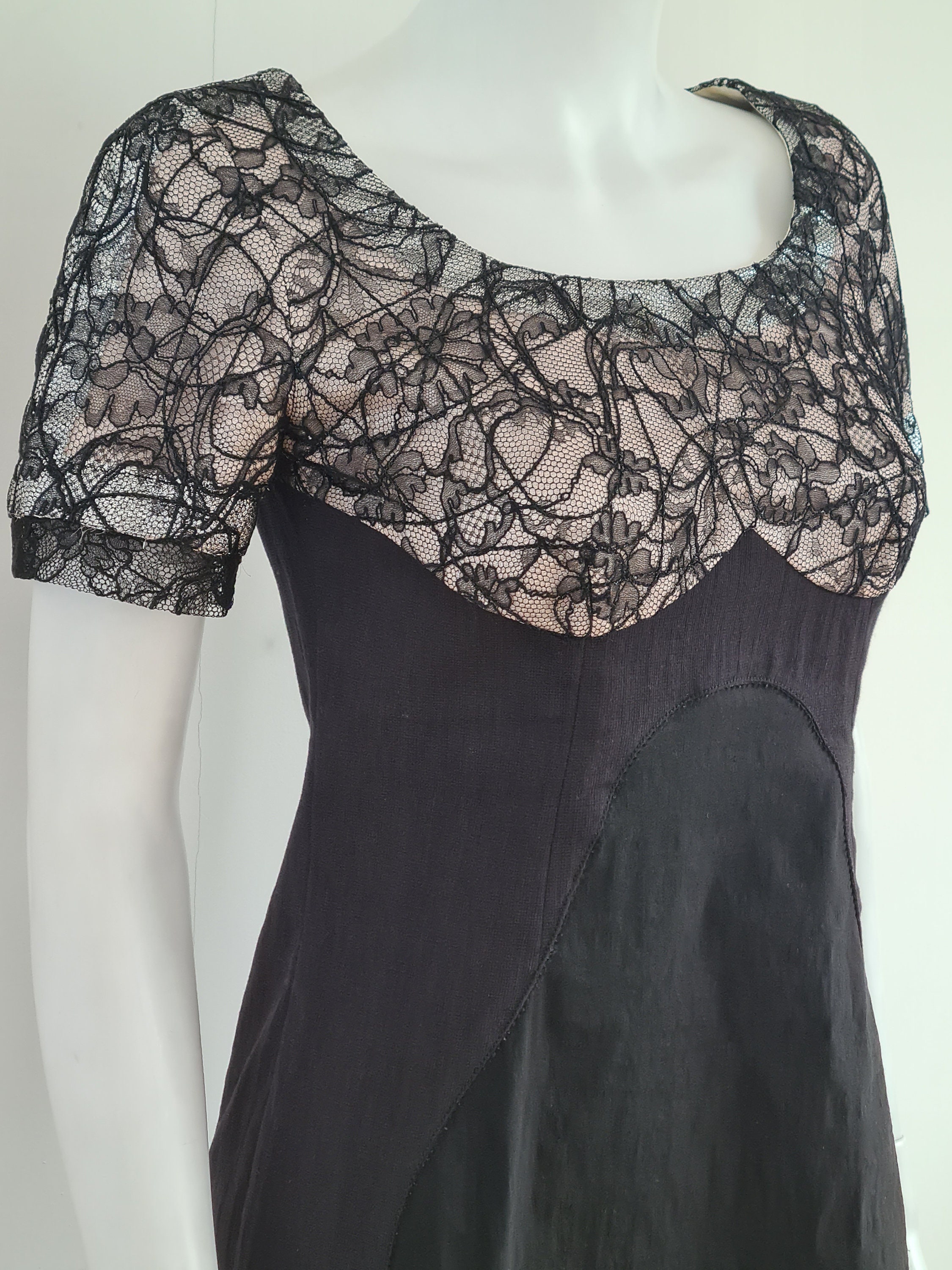 Prettiest 2000s Rochas by Olivier Theyskens Blue Silk Floral Watercolour Dress w Ruffles & Velvet Trim