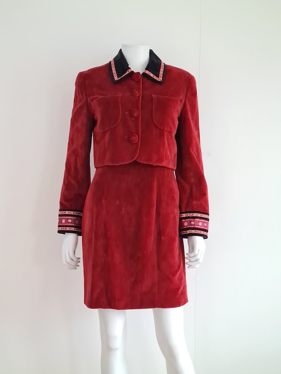Kenzo beautiful deep red velvet dress and jacket … - image 3