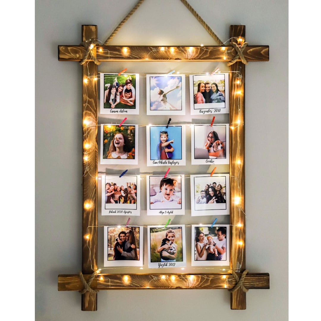 Personalized Wooden Photo Frame With Latch Led Light and 12 Etsy