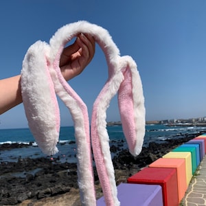 Pink Bunny Moving Ears/ Jumping Hair Hoop, Funny Flush Hair Band, Airbag Pressing Headband For Party/Birthday/Valentine&#39;s Day