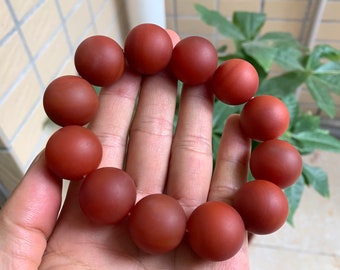 20mm 18mm 12Beads Certified Natural Agate Nan hong Beads Bracelet Matte Frosted Color Red Round Beads Lucky Bracelet For Men 手串