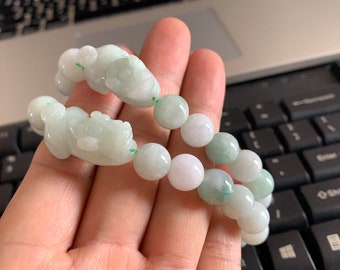 10mm Certified Burma Natural Green Jade Jadeite Bead Pixiu Bracelet Bangle Feng Shui Lucky Beads Bracelets For Women Men 貔貅手链