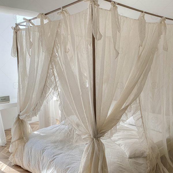 Französischer Baldachin-Vorhang, Bettvorhang-Netz für Full / Queen / King-Size-Bett