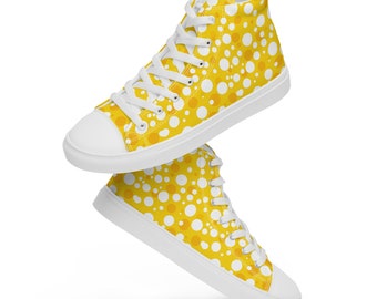 Polka Dot Printed Women's High-Top Sneakers, Lace-Up Converse Sneakers, Stylish Canvas Shoes, Trendy Fashion Sneakers, Gifts for Her