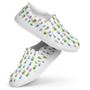 Aliens Sci-Fi Canvas Shoes for Men, Stylish UFO Slip-On Shoes, Aliens Lover Gift For Him, Space NASA Fan AOP Streetwear Sneakers Shoes