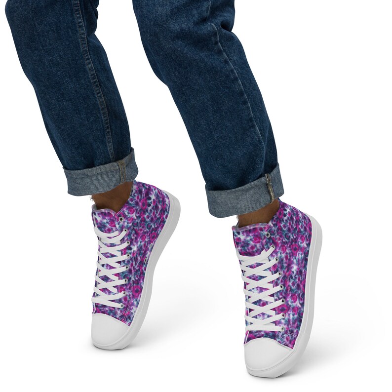 Olive Green Tie Dye Men's High Top Shoes