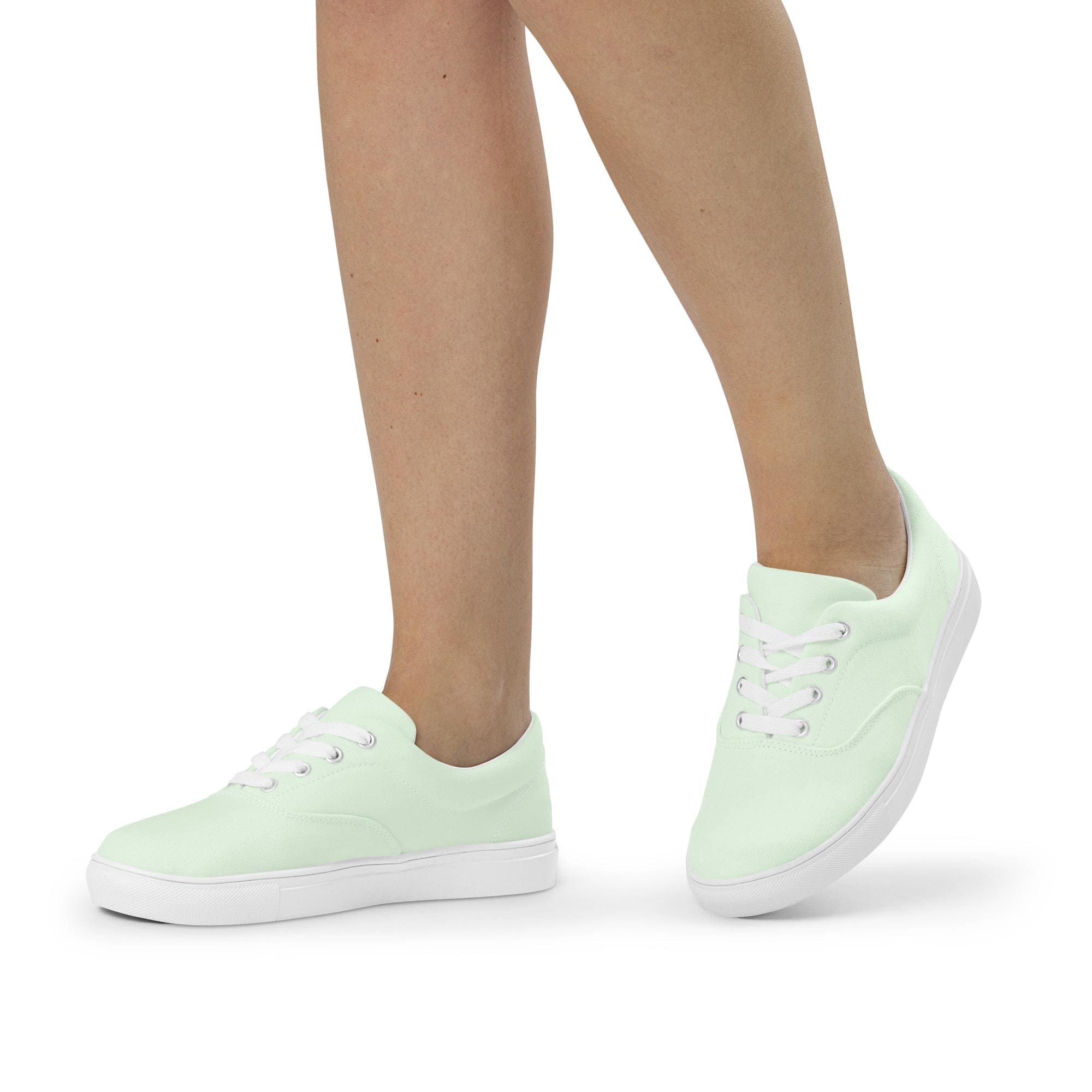 Solid Light Pastel Green Sneakers Shoes Women, Casual Low-Top Shoes,…