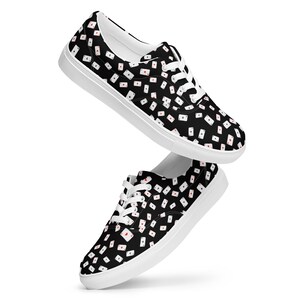 Poker Casino Canvas Shoes for Women, Poker Lover Gift, Playing Cards Printed Lace-Up Shoes, Low-Top Canvas Sneaker, Comfortable Shoe for Her