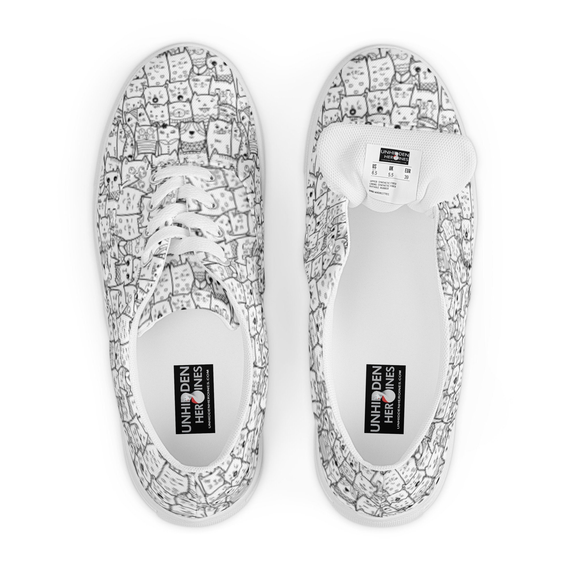 Love Turquoise Cat Print Women's Sneakers
