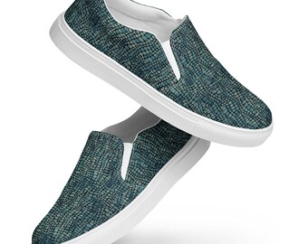 Alligator Skin Printed Canvas Shoes for  Women, Comfy Casual Slip-On Shoes, Low-Top Canvas Sneakers, Crocodile Reptile Lover Gifts for Her
