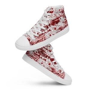 Bloody Spiderwebs Printed Mens Canvas Shoes Gothic Streetwear Lace-Up Shoes Sneakers, Autumn Winter Spooky Shoes, Halloween Gift For Him
