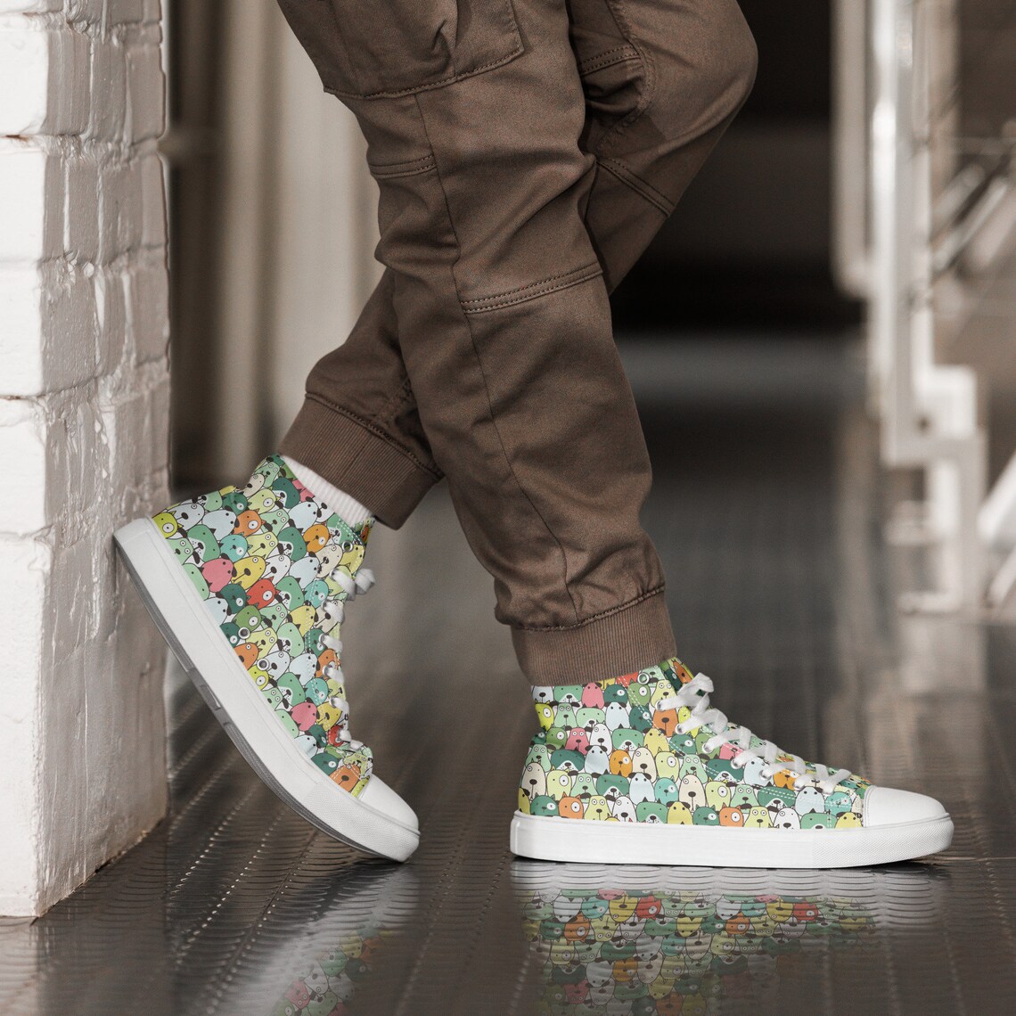 Schnauzer Dog Puppy Pattern Print Men Women's High Top Shoes
