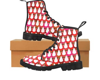 Santa Claus Canvas Boots: Christmas Holiday High Top Boots
