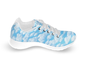 Clouds in a Blue Sky Printed Kids Sneakers, Aesthetic Fashion Canvas Shoes, Lightweight Breathable Cool Sneakers, 14-26 Day Delivery