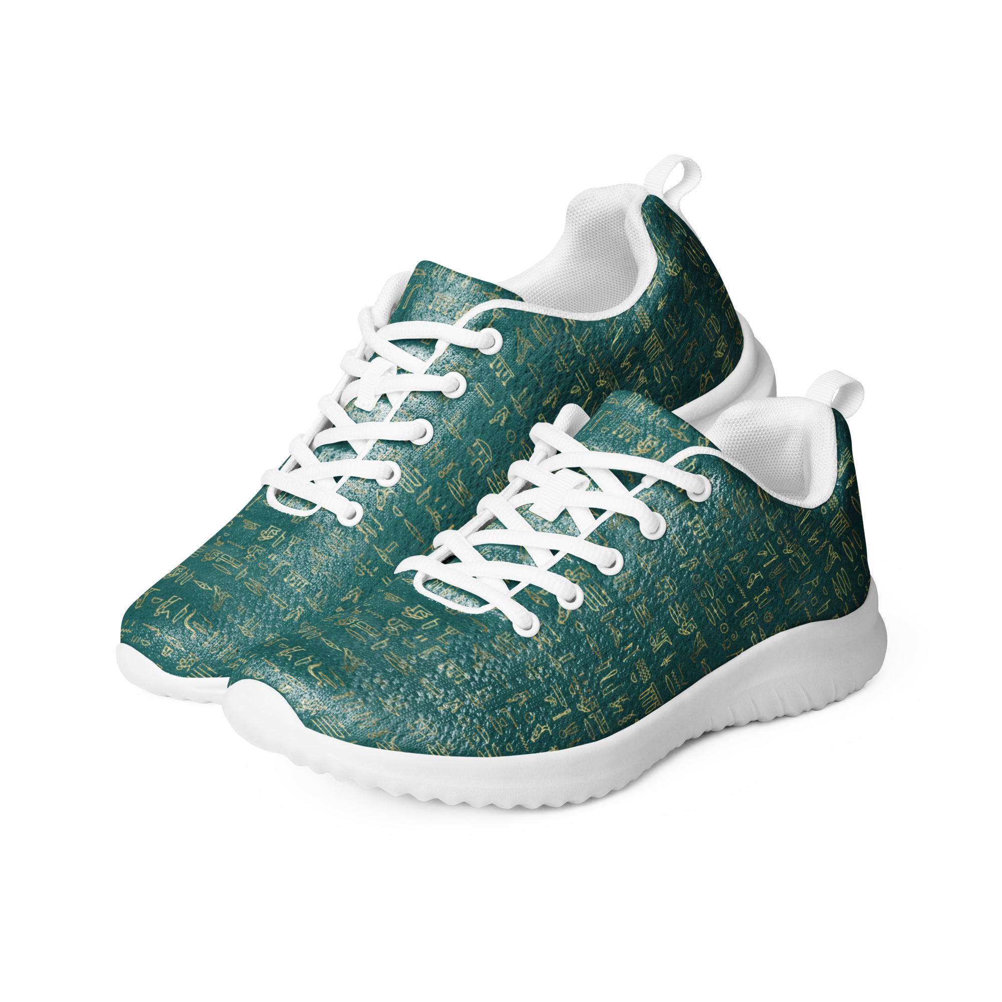 Egypt Hieroglyphics Printed Men's Athletic Shoes, all Over Print Egyptian Gym Workout Fitness Shoes, Running Exercise Shoes, Egypt Gift