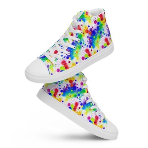 Paintball Splatters Printed Canvas Shoes Women, Unique Colorful Lace-Up Converse Style Shoes, Trendy Stylish Comfortable Shoes, Gift for Her