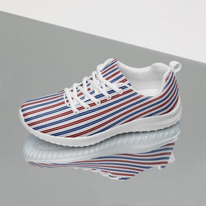 USA Flag Patriotic Womens Athletic Shoes, 4th of July Gift for Her, Casual Lace-Up Fashion Sneakers, Lightweight Breathable Gym Workout Shoe