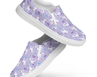 Rainbow Unicorn Canvas Shoes, Aesthetic Fairy Tale Streetwear Canvas Sneaker Shoes, Comfy Fashionable Shoes, Unicorn Lover Gifts for Her